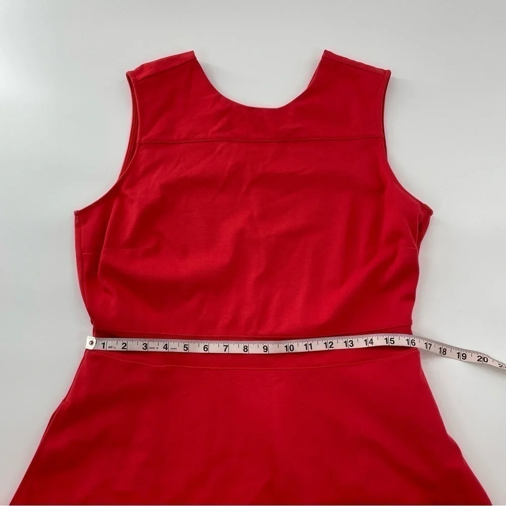 Lands‎ End Viscose Heavy Red V Back Sleeveless Skater Dress Size 14 Petite - Picture 13 of 13